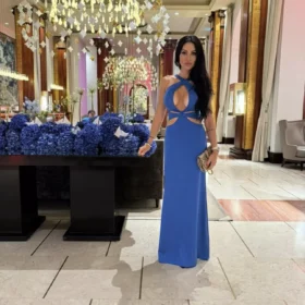 Blue maxi elastic dress