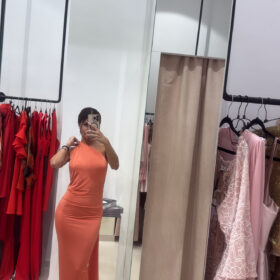 Coral maxi dress