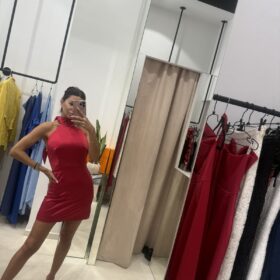 Raspberry mini satin dress