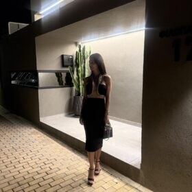 Ivy black midi dress